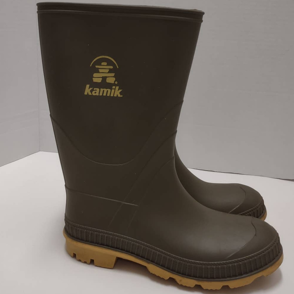 Kamik Olive Green Mid Calf Pull-On Rainboots Boys Size 3